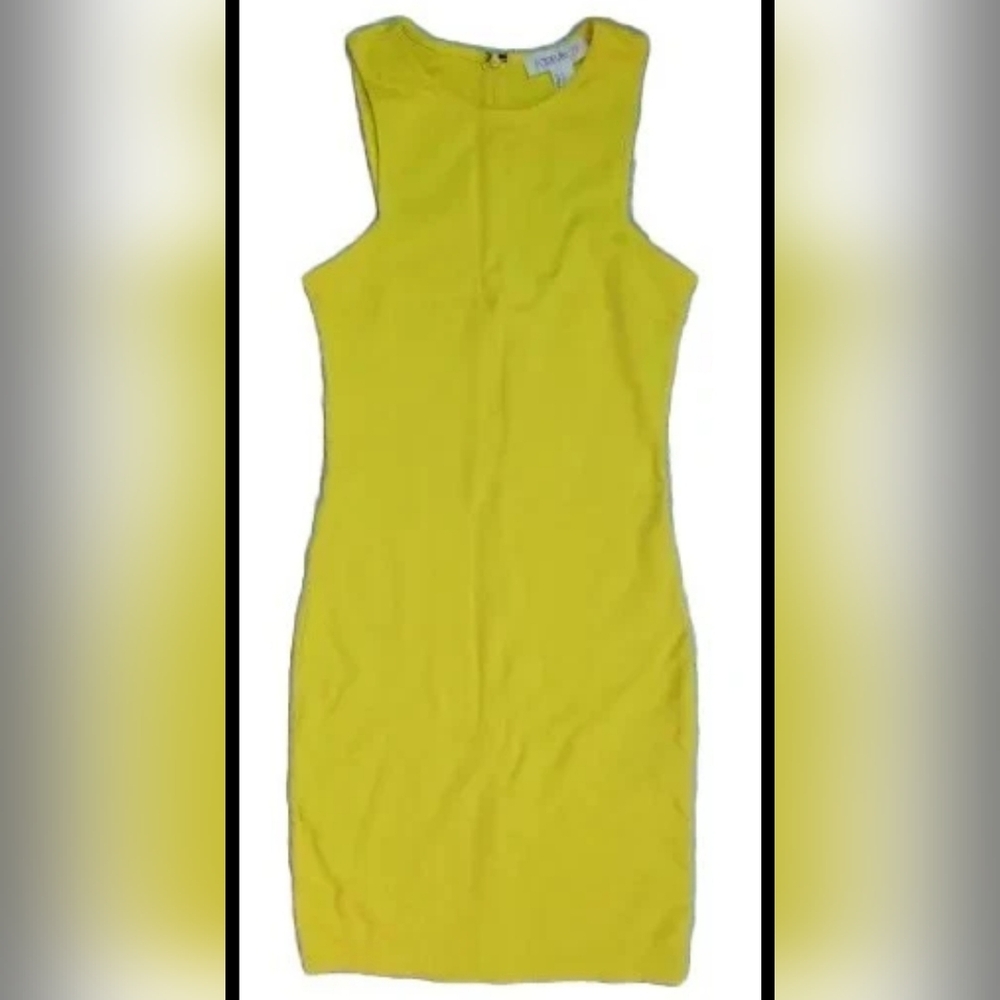 Forever 21 Sleeveless Dress Body Contour Stretch Yellow Sz Sm Party Sexy